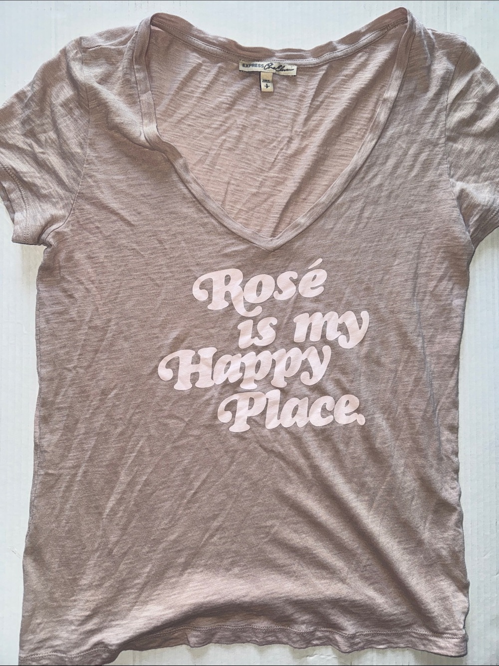Express Dusty Pink 'Rosé is my Happy Place' V-Neck Tee